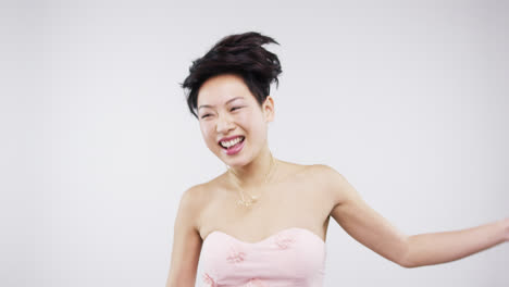 funny drunk asian woman dancing slow motion wedding photo booth series