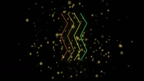 Animation-of-spots-and-neon-lines-on-black-background