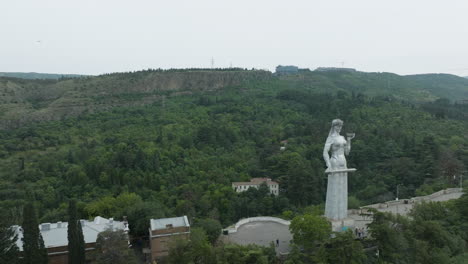 aerial shot of the mother of georgia monument in tbilisi