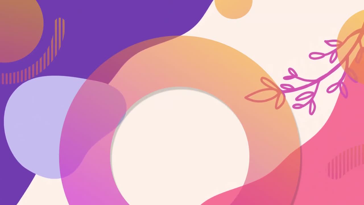 오렌지색, 분홍색, 보라색의 나무 가지와 유기체 모양의 애니메이션이 서로 부드럽게 움직입니다.