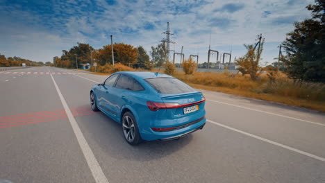 car exterior of audi e-tron. electric car audi e-tron on road