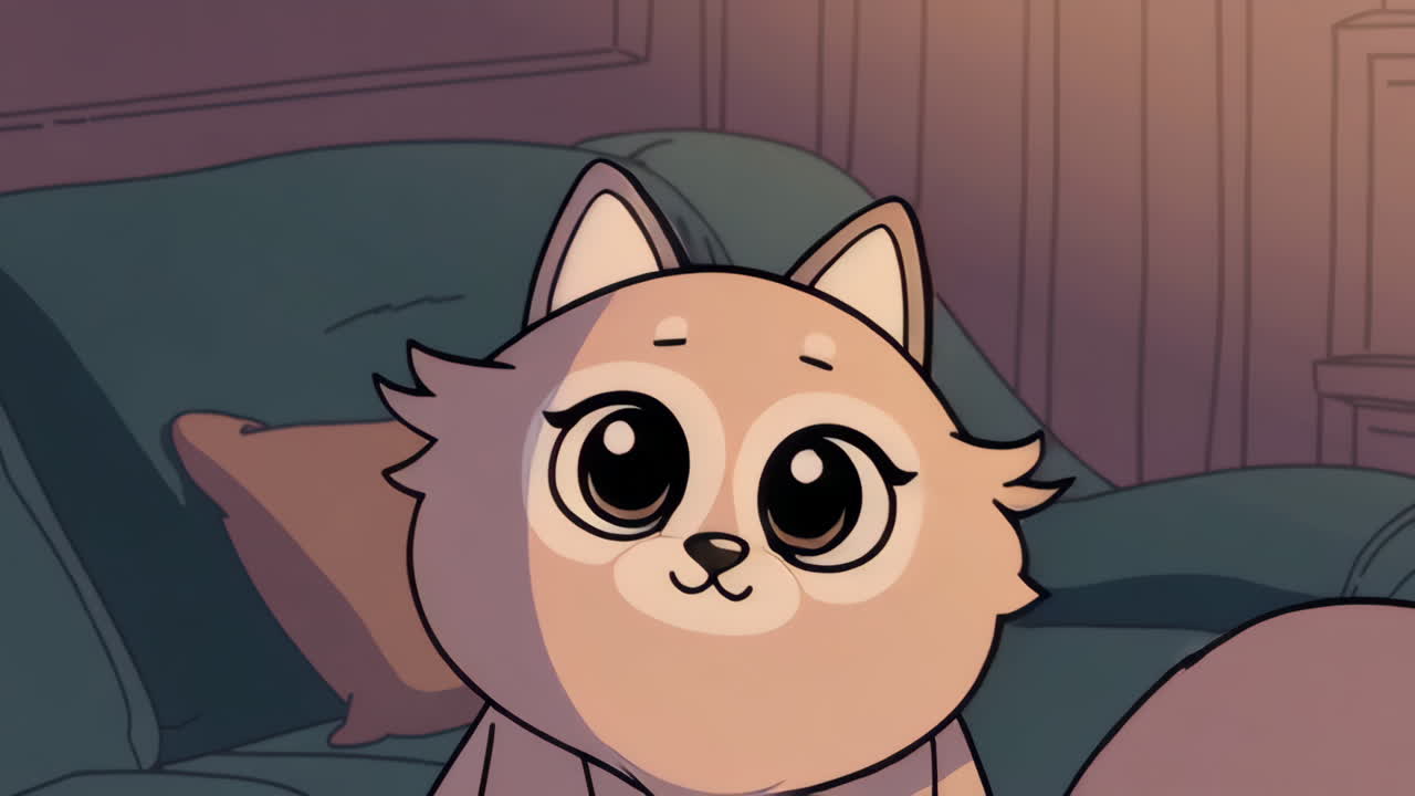 Gatto dei cartoni animati su un divano