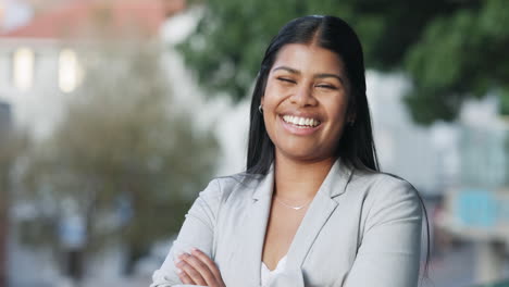 corporate worker looking confident with her teeth