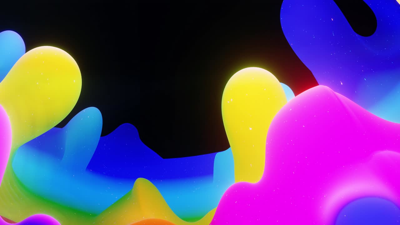 animación abstracta suave de color arco iris de gradiente líquido en 4k. superficie de pintura mate brillante como fondo festivo en bucle abstracto. brilla en líquido viscoso con salpicaduras 3d en la superficie como gotas.