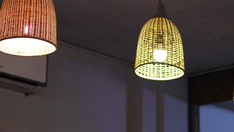 hanging lanterns casting warm light indoors