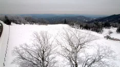 Retirada-Aérea-Sobre-árboles-Solitarios-Con-Vista-Invernal-Cerca-De-Boone-Y-Blowing-Rock-Carolina-Del-Norte,-Carolina-Del-Norte