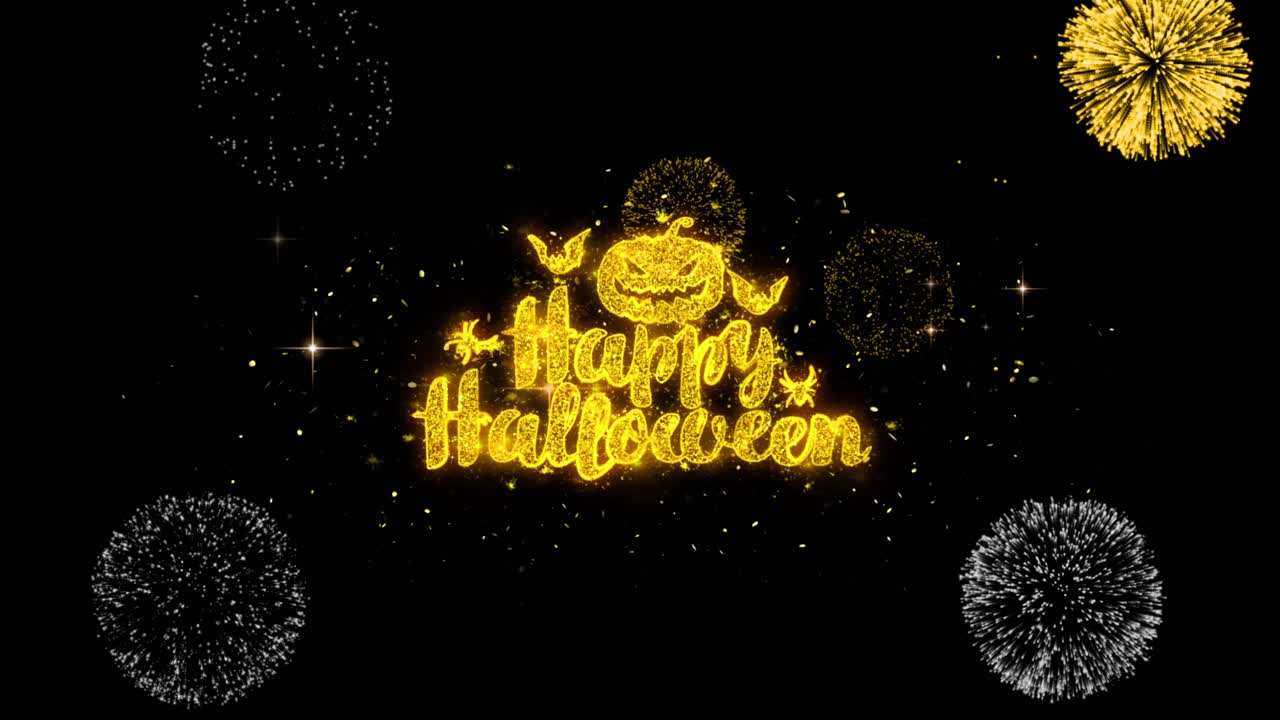 Grafica di Buon Halloween con Fuochi d'Artificio