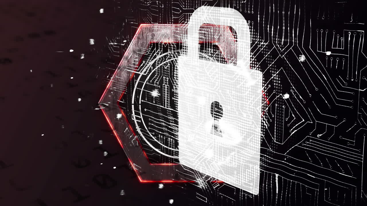 animación de la exploración del alcance y el candado sobre fondo negro