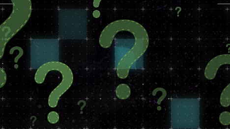 animación de signos de interrogación sobre fondo negro