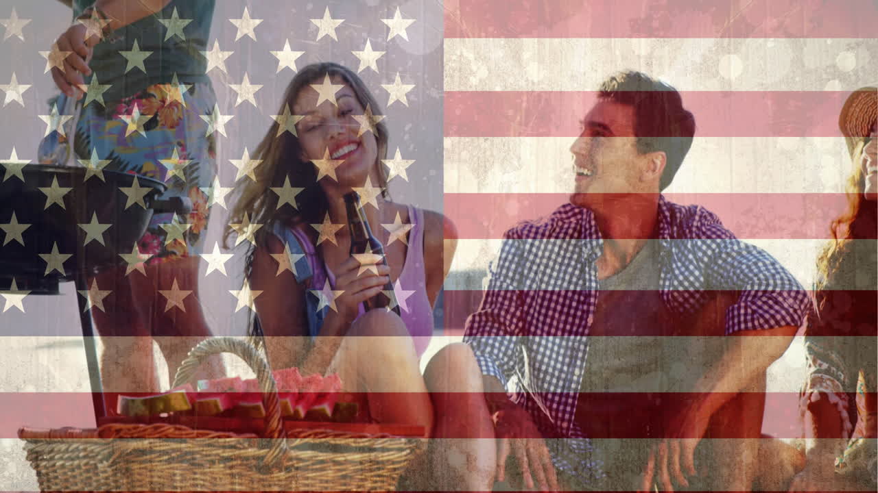 바비큐 비디오를 즐기는 사람들