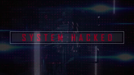 Animation-of-red-system-hacked-text-and-lens-flare-over-abstract-background