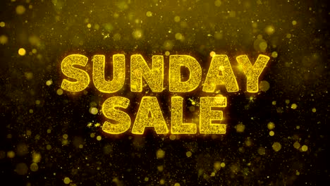 sunday sale text on golden glitter shine particles animation.