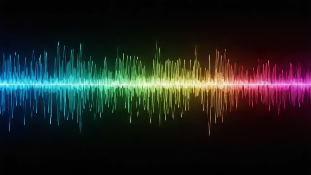 Dynamic Audio Waves: A Vivid Representation of Sound Frequencies Transitioning Through a Spectrum of Colors Captured in an Engaging Visual Composition