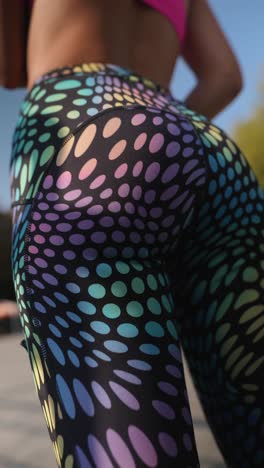 woman in colorful leggings