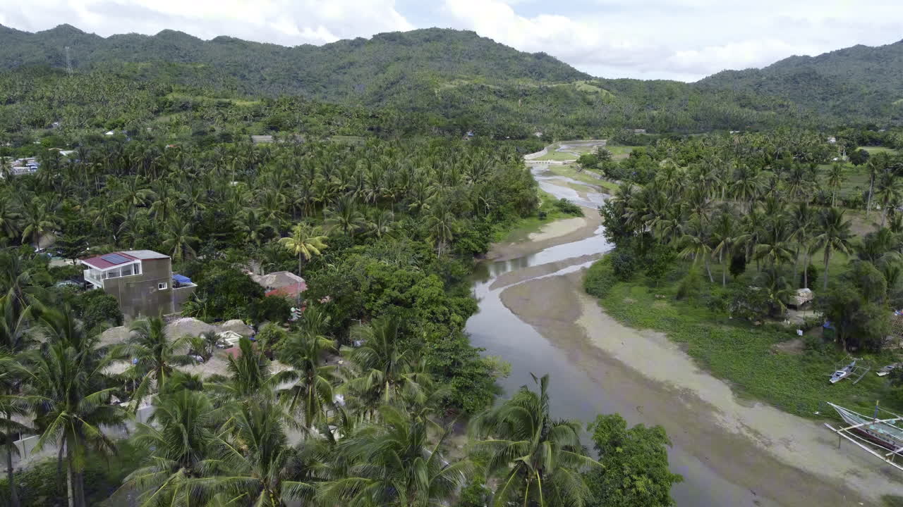 4K Drone View of a Village in the Philippines