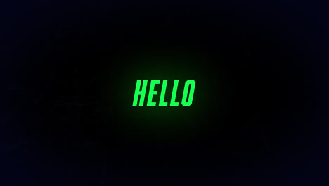 animation of hello text over light trails on black background