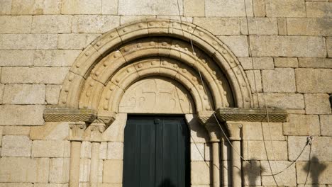 view of santo andré de piñeira seca's ancient archway church xinzo de limia, galicia, spain