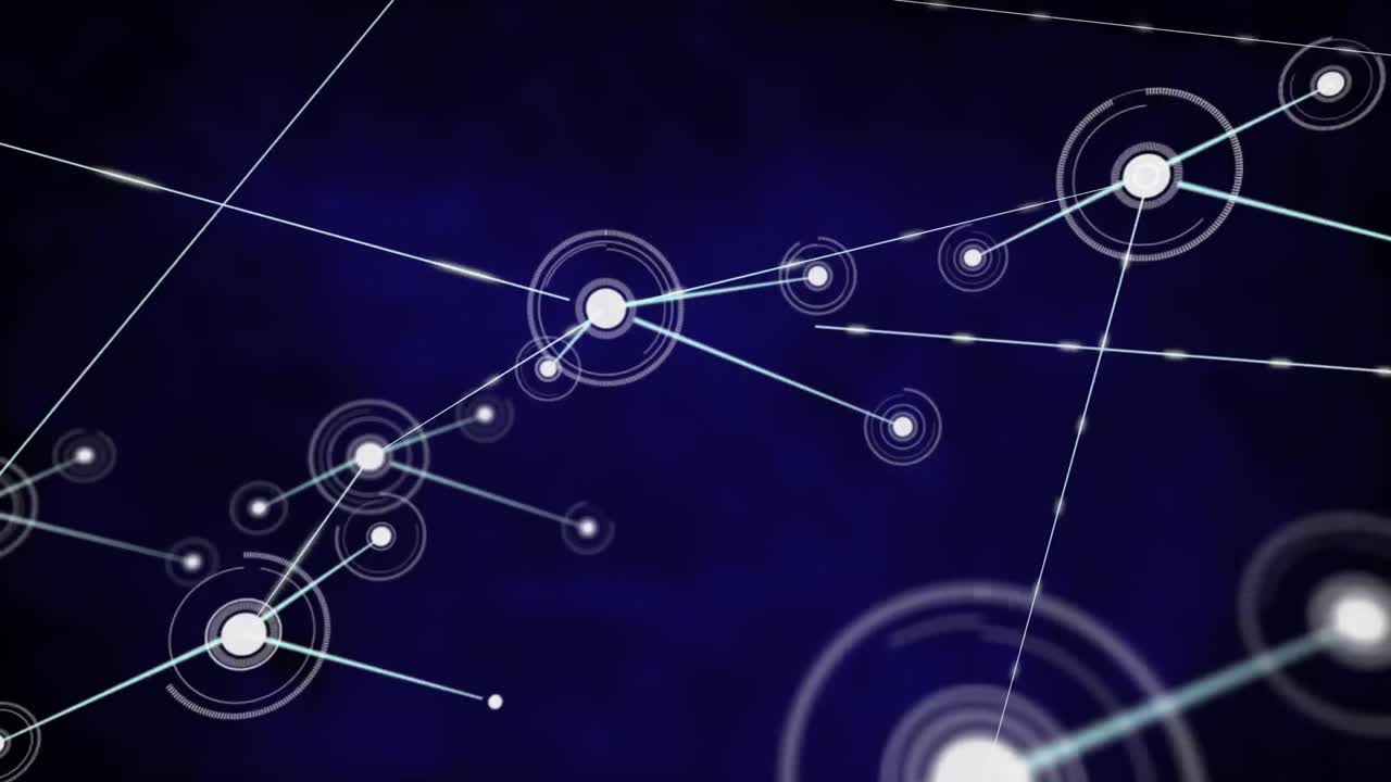 animación de la red de conexiones contra un fondo de textura azul.