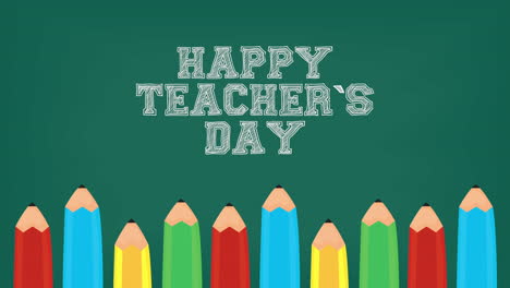 happy teachers day celebration with colors pencils