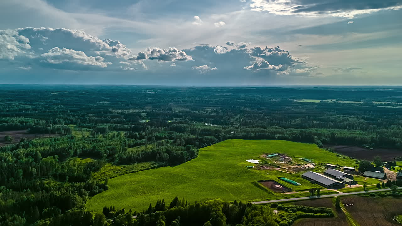 Latvia national park nature outdoor aerial timelapse hyperlapse countryside clouds skyline