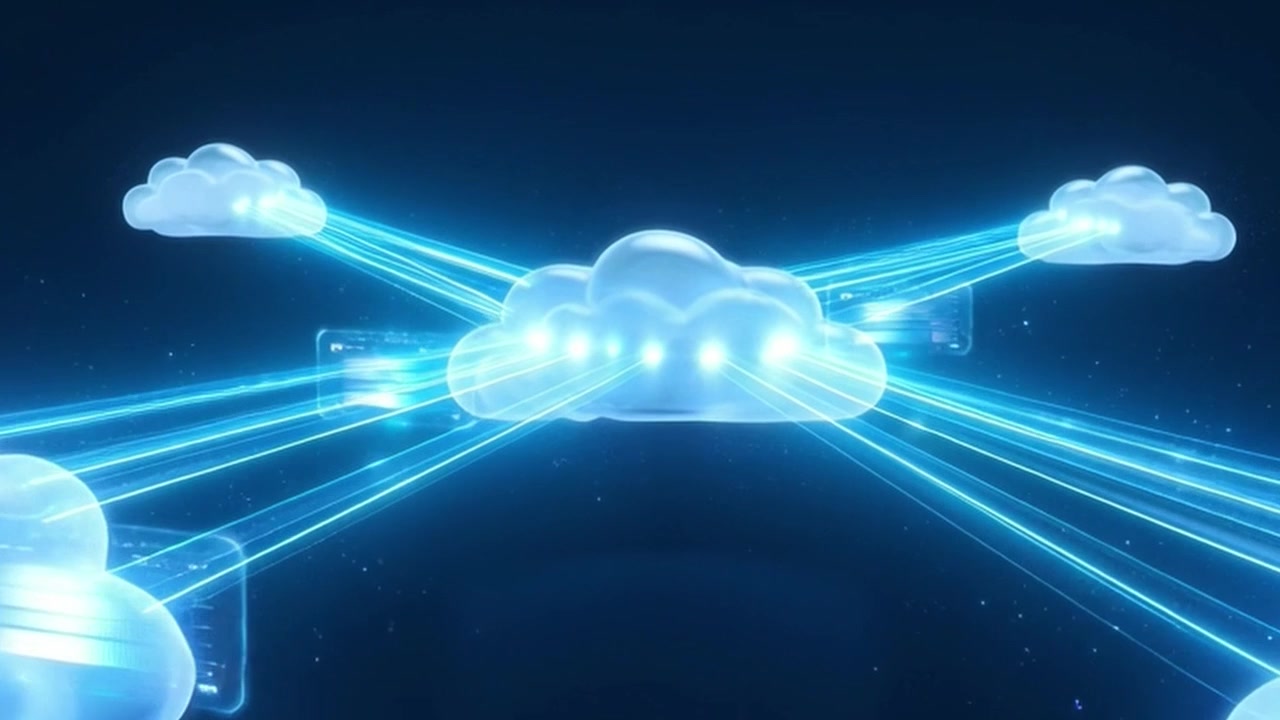 Digital Cloud Computing Network Connecting Data Nodes