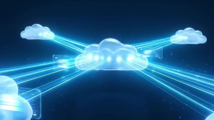 Digital Cloud Computing Network Connecting Data Nodes