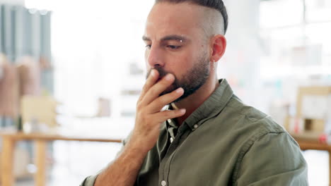 Business man, startup and serious thinking
