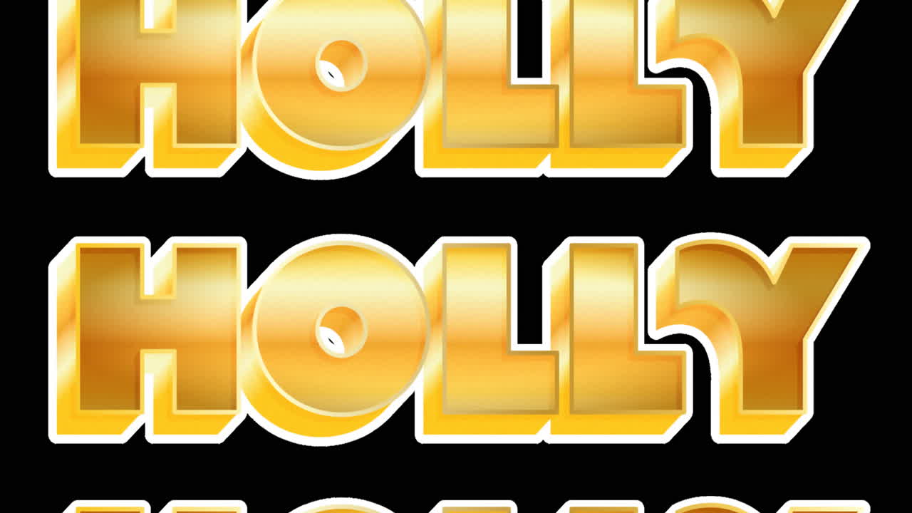 검은 바탕 에 크리스마스 에 반복 되는 홀리 텍스트 의 애니메이션