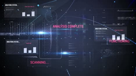 Animation of data processing over black background