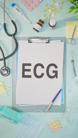 vertical video of ecg written on medical paper