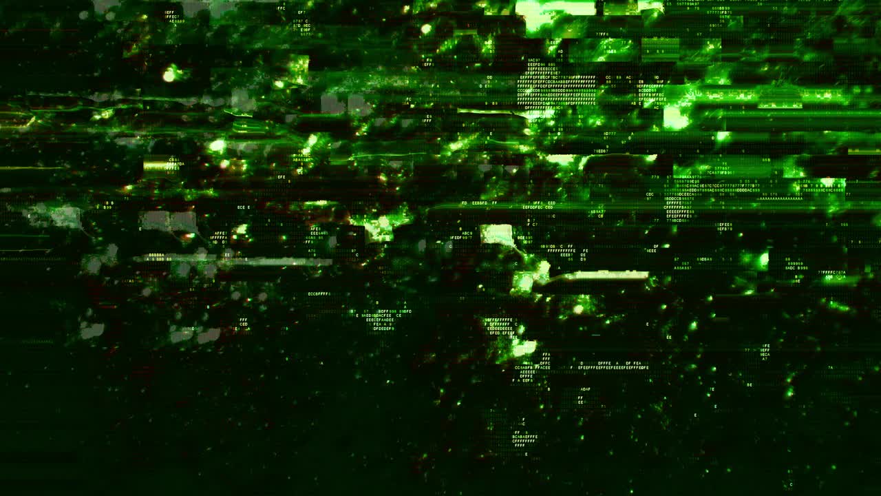 추상적인 녹색 탈북 해킹된 허드 사이버 장애 배경 루프