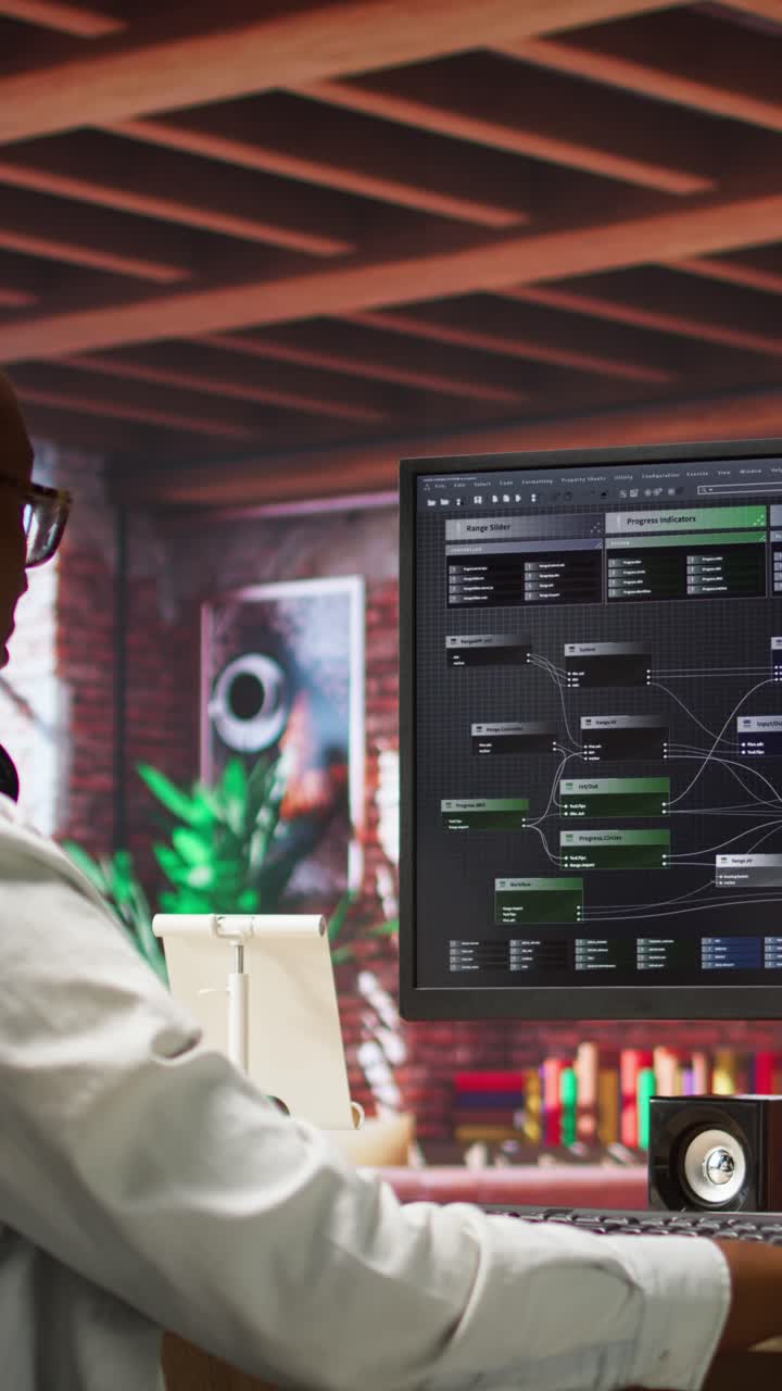 Vertical video Teleworking programmer using computer for artificial intelligence developing