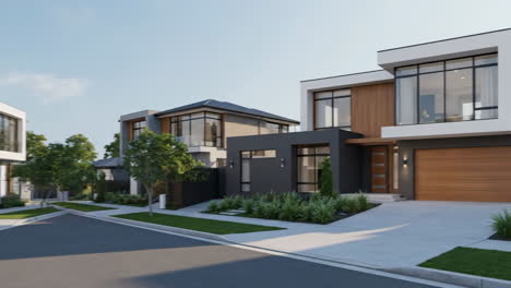 modern houses on a street