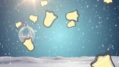 Animation-Von-Glocken,-Die-über-Weihnachtsdekoration-Fallen