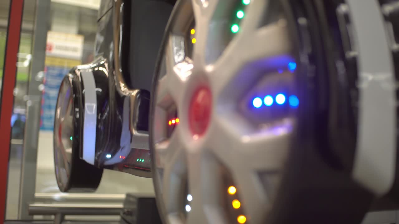 Carnival, bright colorful lights, carousel at night close-up