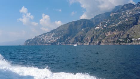 cruising on the tyrrhenian sea overlooking amalfi coast in campania, italy