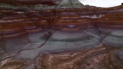 Aerial-View-Of-Bentonite-Hills,-Mars-like-Landscape-And-Popular-HIking-Area-In-Utah,-USA