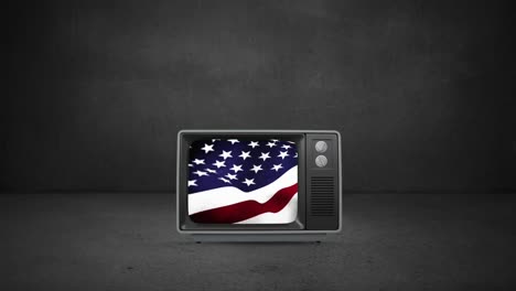television with us flag on the screen