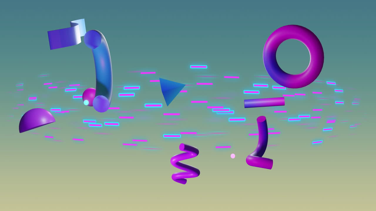 animación de formas abstractas que se mueven sobre un fondo verde