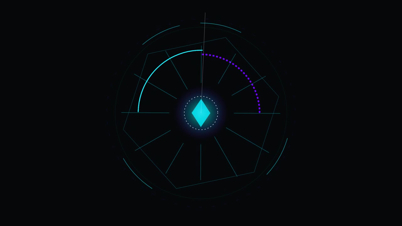 Abstract Digital HUD Interface with Rotating Geometric Elements