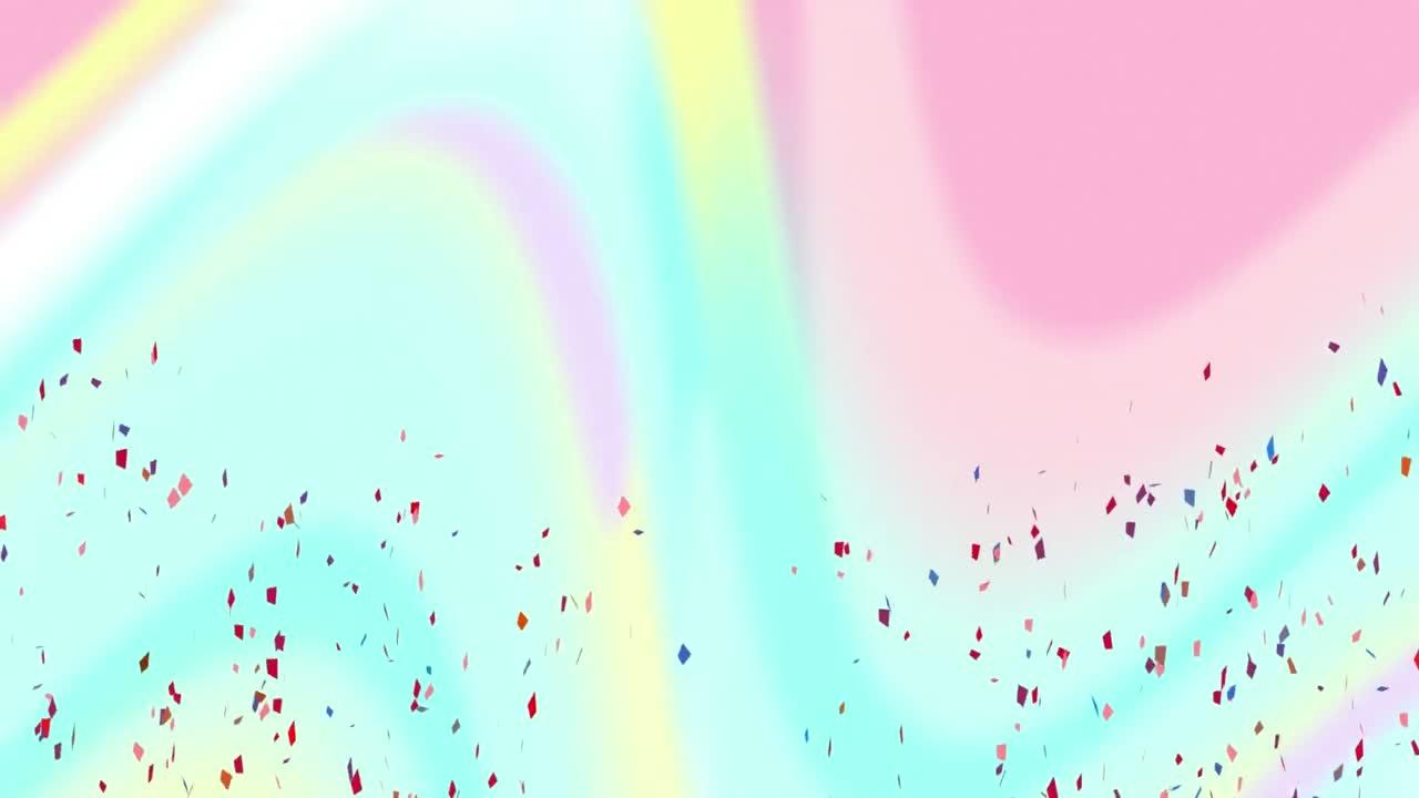 파스텔색 배경 위에 떨어지는 콘페티의 애니메이션