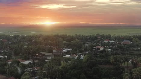 asian sunrise beautiful aerial drone palm trees village indigenous peoples humanity