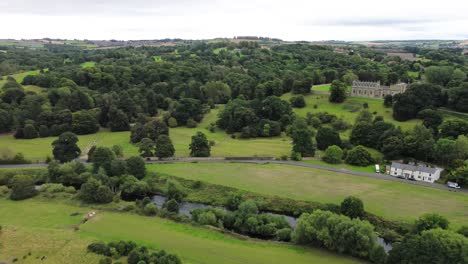 aerial of auckland palace and surrounding grounds in bishop auckland - county durham, uk