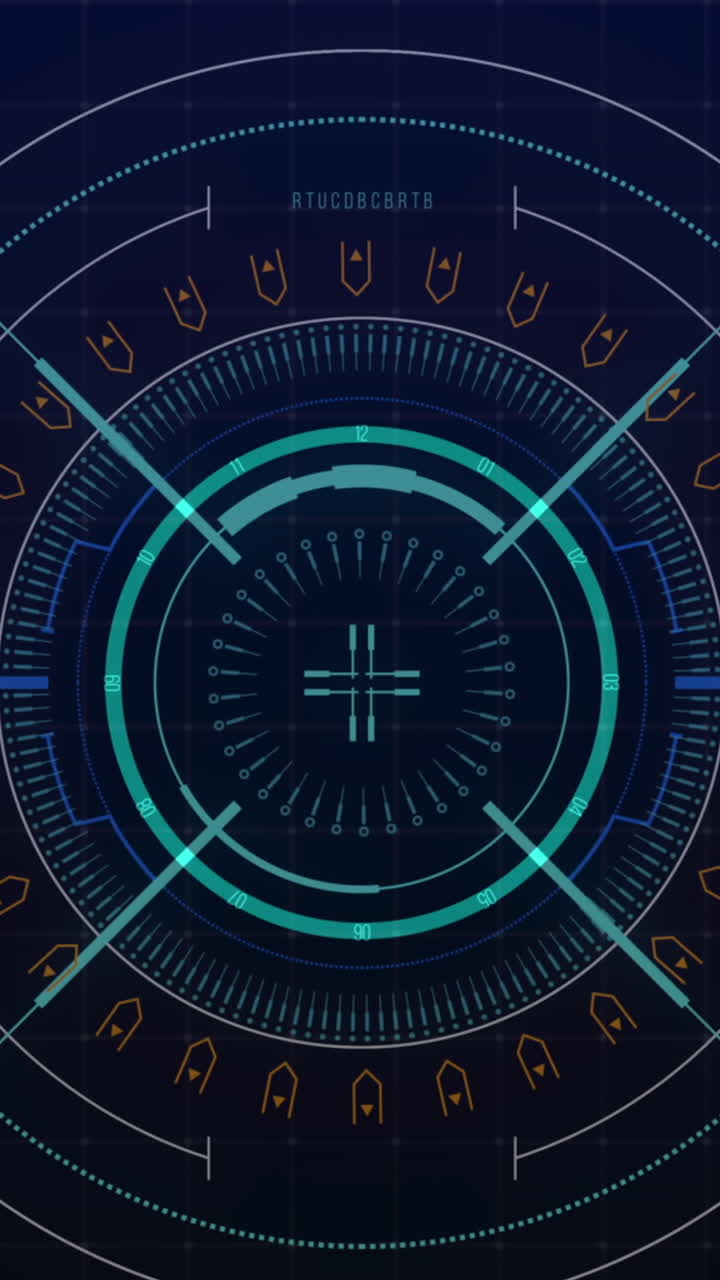 escaneo de alcance e interfaz digital con procesamiento de datos contra un fondo azul