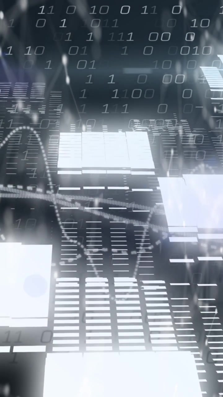 Animation of data processing on black background