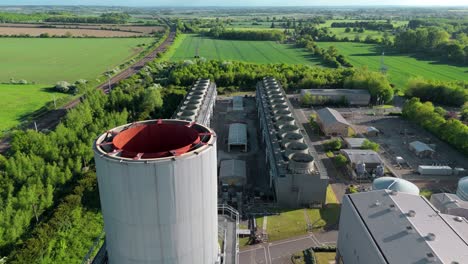 electric power generation plant in uk countryside – aerial footage