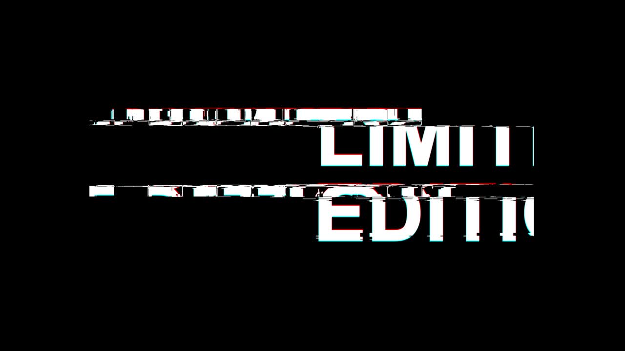 edición limitada efecto glitch texto distorsión de televisión digital animación en bucle 4k