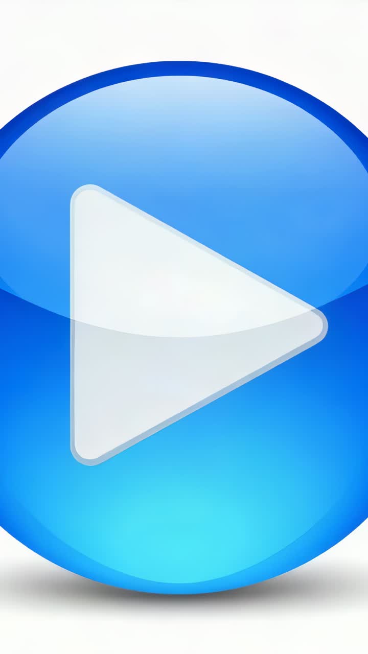 Vertical video: Animating blue play button on white field, triangle moving clockwise for playback