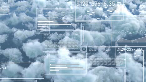 animation of data processing over sky with clouds