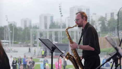 saxophonist performing live